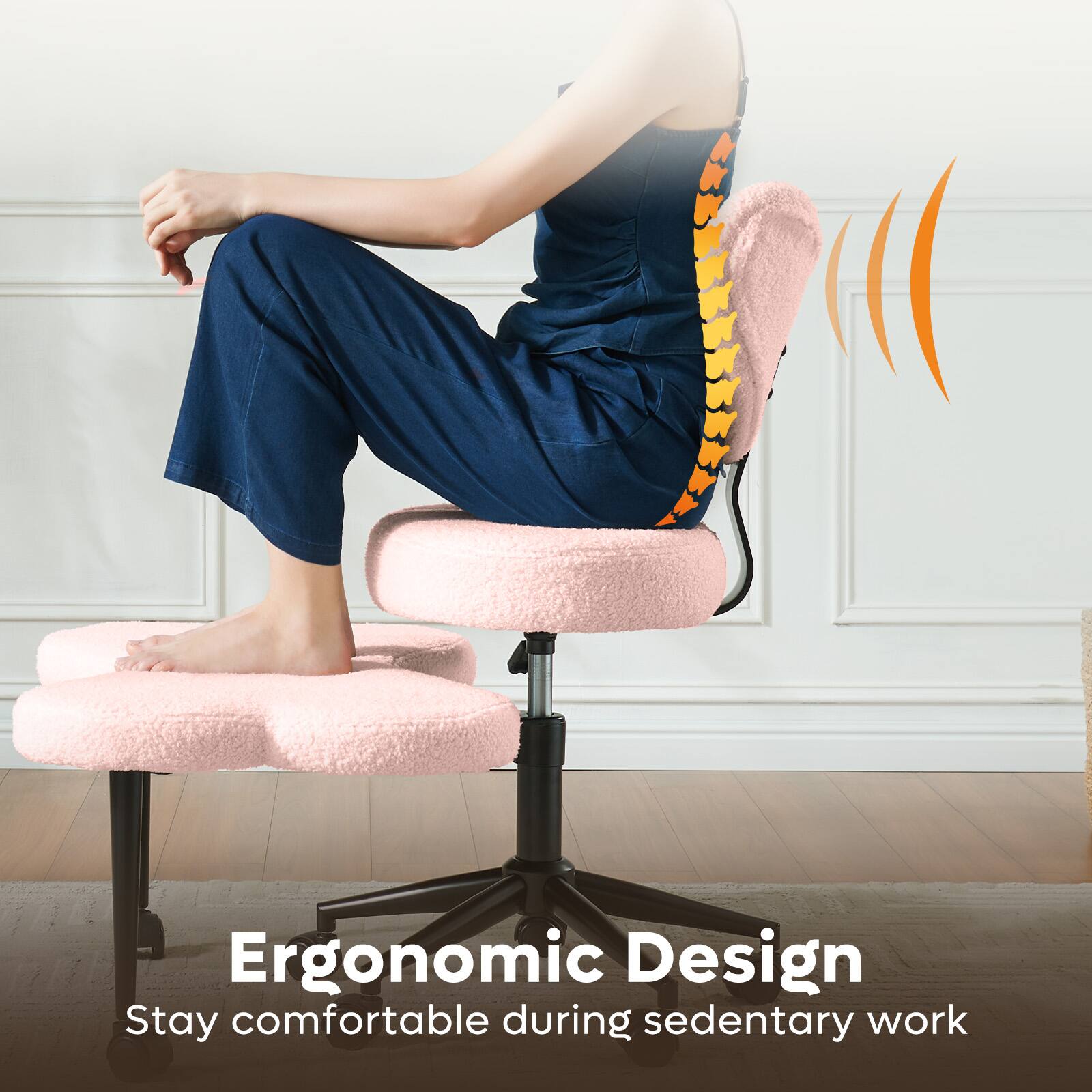 Pinmoco Office Chair Ergonomic Cross Legged Desk Chair with Height