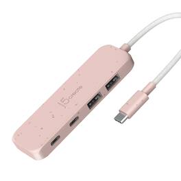 j5create - Eco-Friendly USB-C to 4-Port Type-C & Type-A Gen 2 Hub - Misty Rose