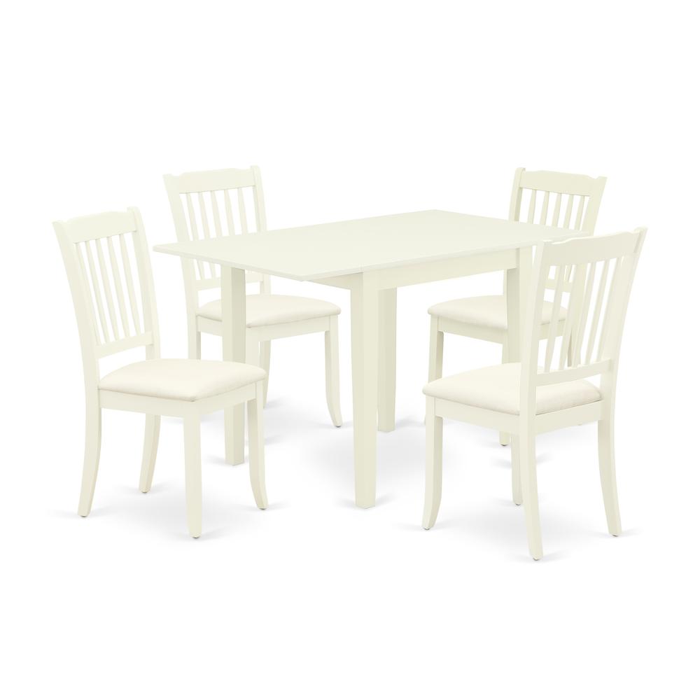 Left. East West Furniture - Dining Room Set Linen White - Brown.