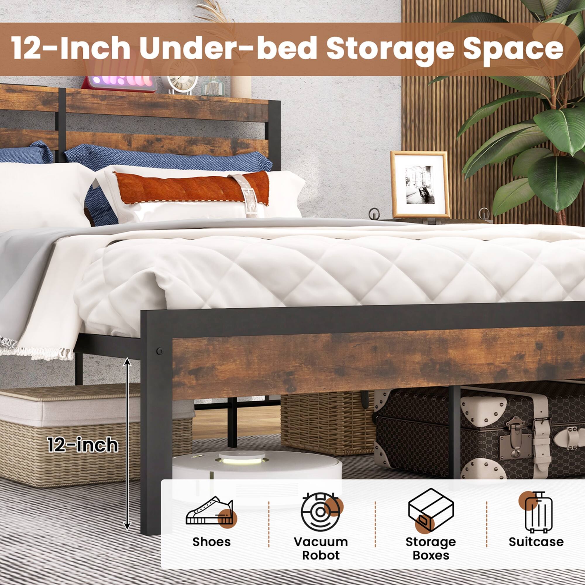 12-Inch Under-bed Storage Space, 12-inch Shoes, Vacuum Robot, Storage Boxes, Suitcase