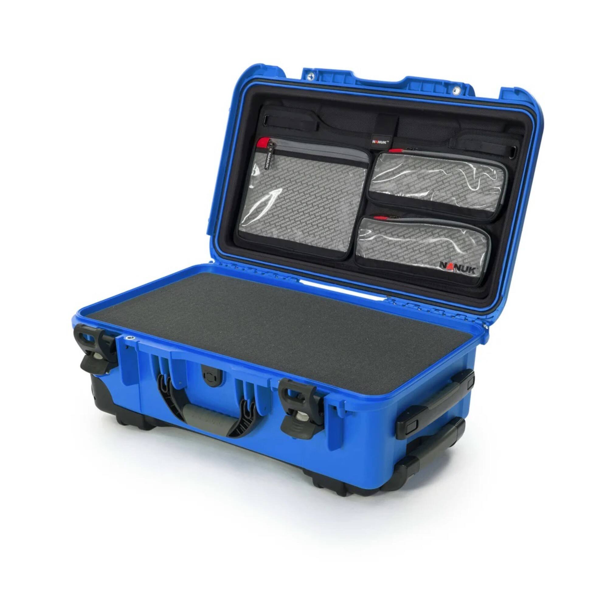 Angle. NANUK - Nanuk 935 Waterproof Wheeled Hard Case with Padded Dividers (Blue).