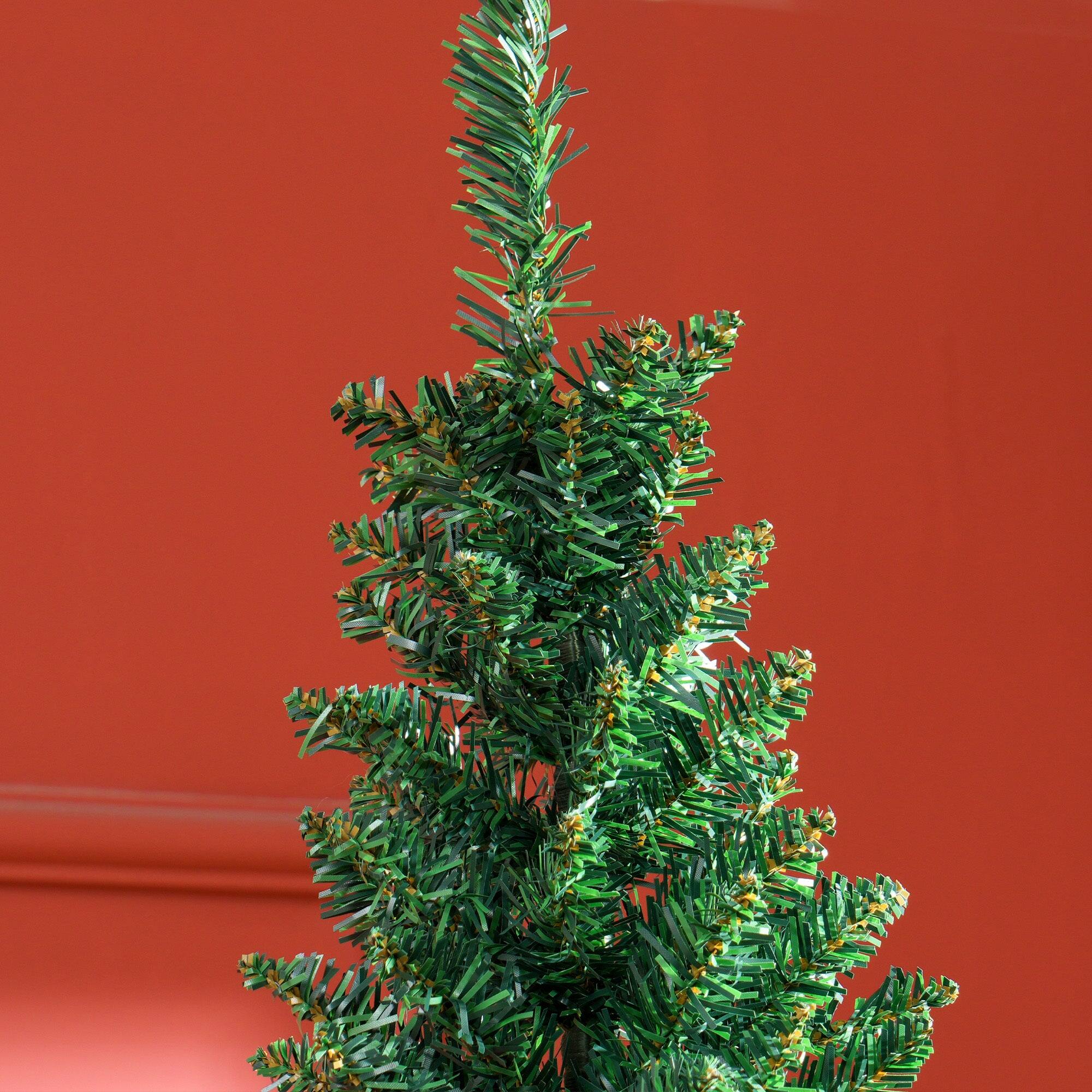 Back. BreeBe - 8 ft Artificial Pencil Christmas Tree - Green.