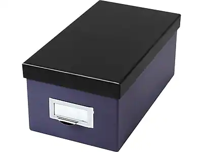 Front. Oxford - Oxford Index Card File Box, 1000-Card Capacity, Indigo/Black (406462) - Indigo/Black.