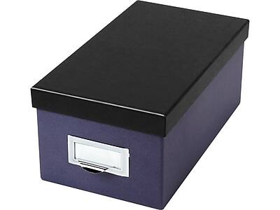 Front. Oxford - Oxford Index Card File Box, 1000-Card Capacity, Indigo/Black (406462) - Indigo/Black.