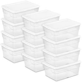 Sterilite - 16 Quart Stacking Storage Box Container Tub with Lid, (12 Pack) - Clear