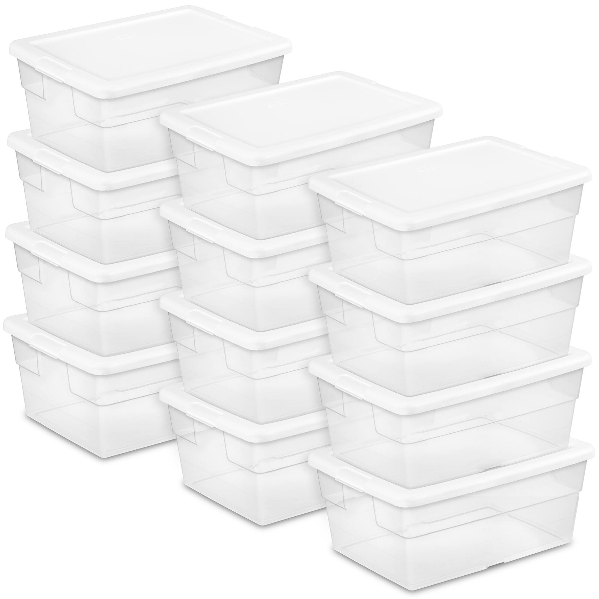 Front. Sterilite - Sterilite 16 Quart Stacking Storage Box Container Tub with Lid, Clear (12 Pack) - Clear.