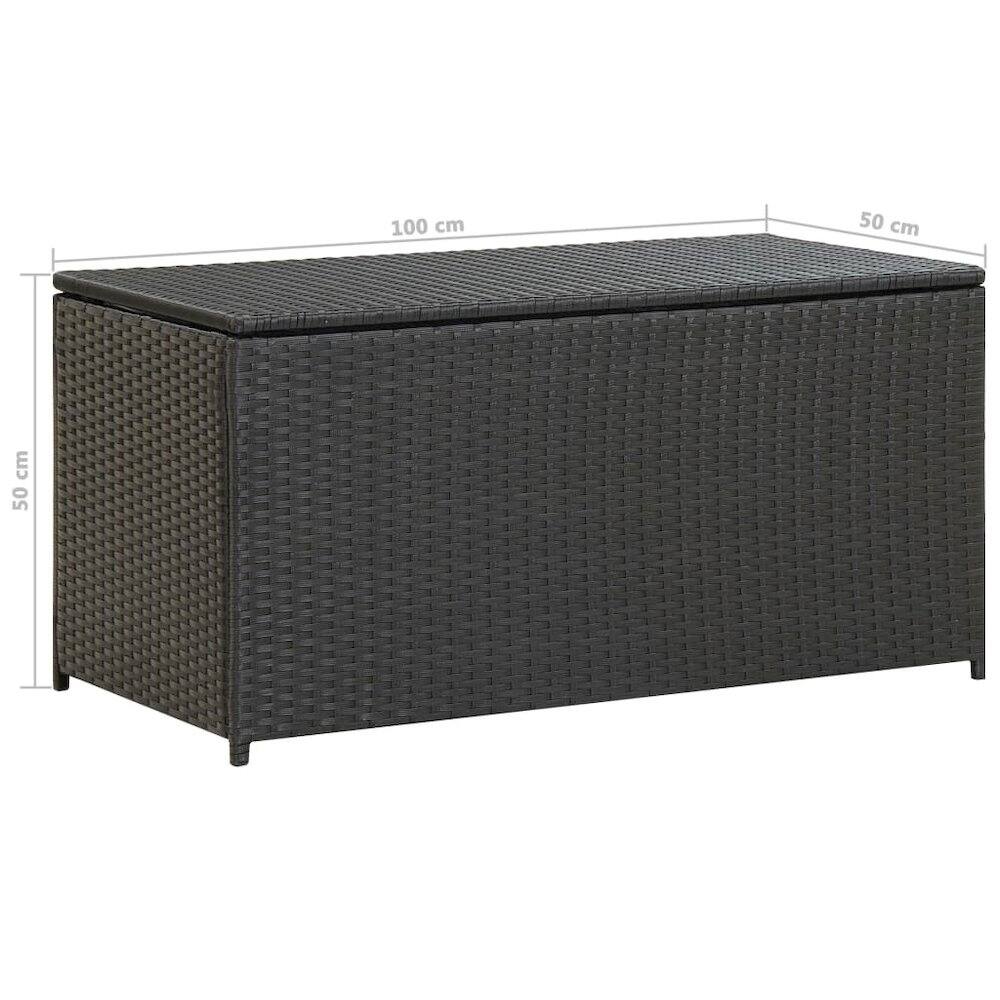 Alt View 5. vidaXL - vidaXL Patio Storage Box Poly Rattan Black - Black.