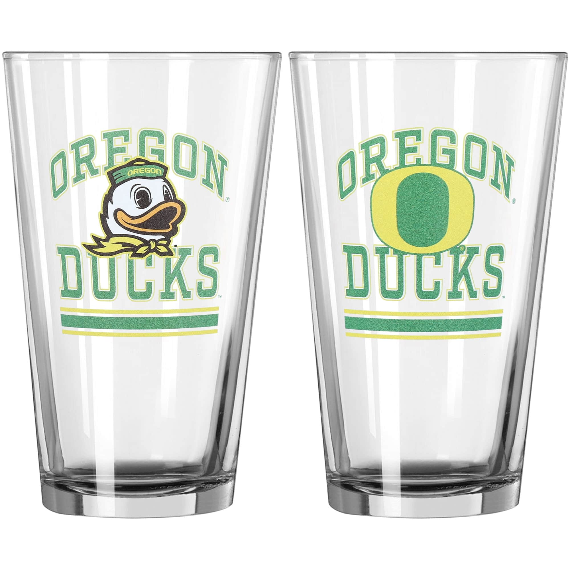 Logo Brands - Oregon Ducks 16oz. Pint Glass Two Pack - Multicolor