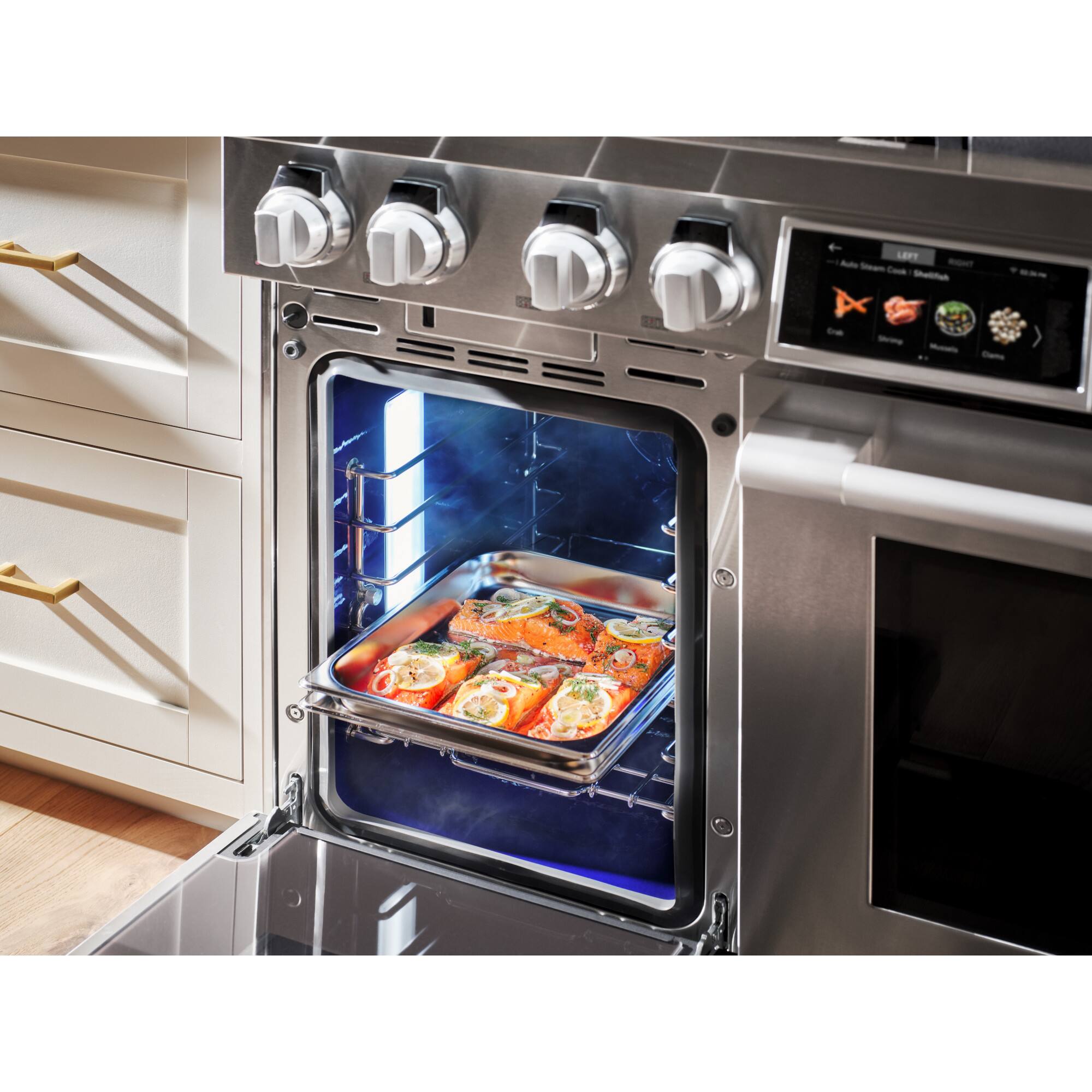 Alt View 3. SKS - Pro 48-inch 7.9 Cu. Ft. Freestanding Smart Dual Fuel Convection Double Oven Range with Chromium Griddle, 6 Burners - Stainless Steel.