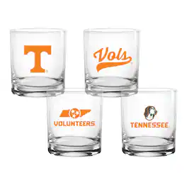 Indigo Falls - Tennessee Volunteers 4-Pack Collector's 14oz. Rocks Glass Set - Multicolor