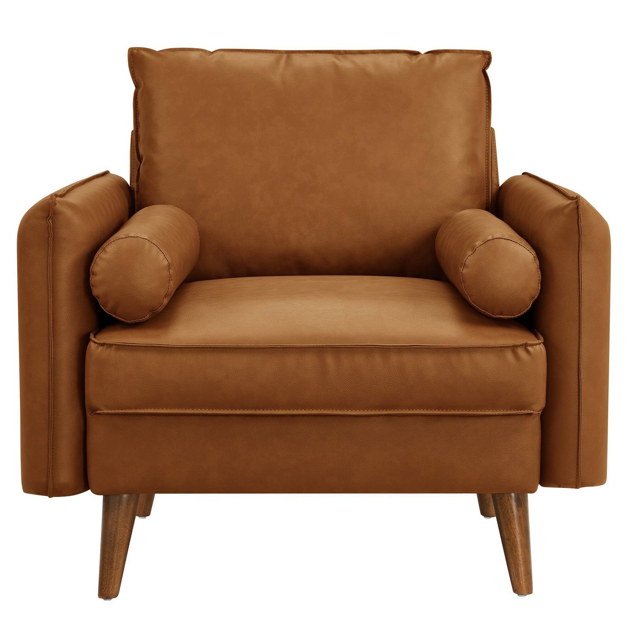 Alt View 2. Modway - Revive Upholstered Vegan Leather Accent Armchair by Modway - Brown.