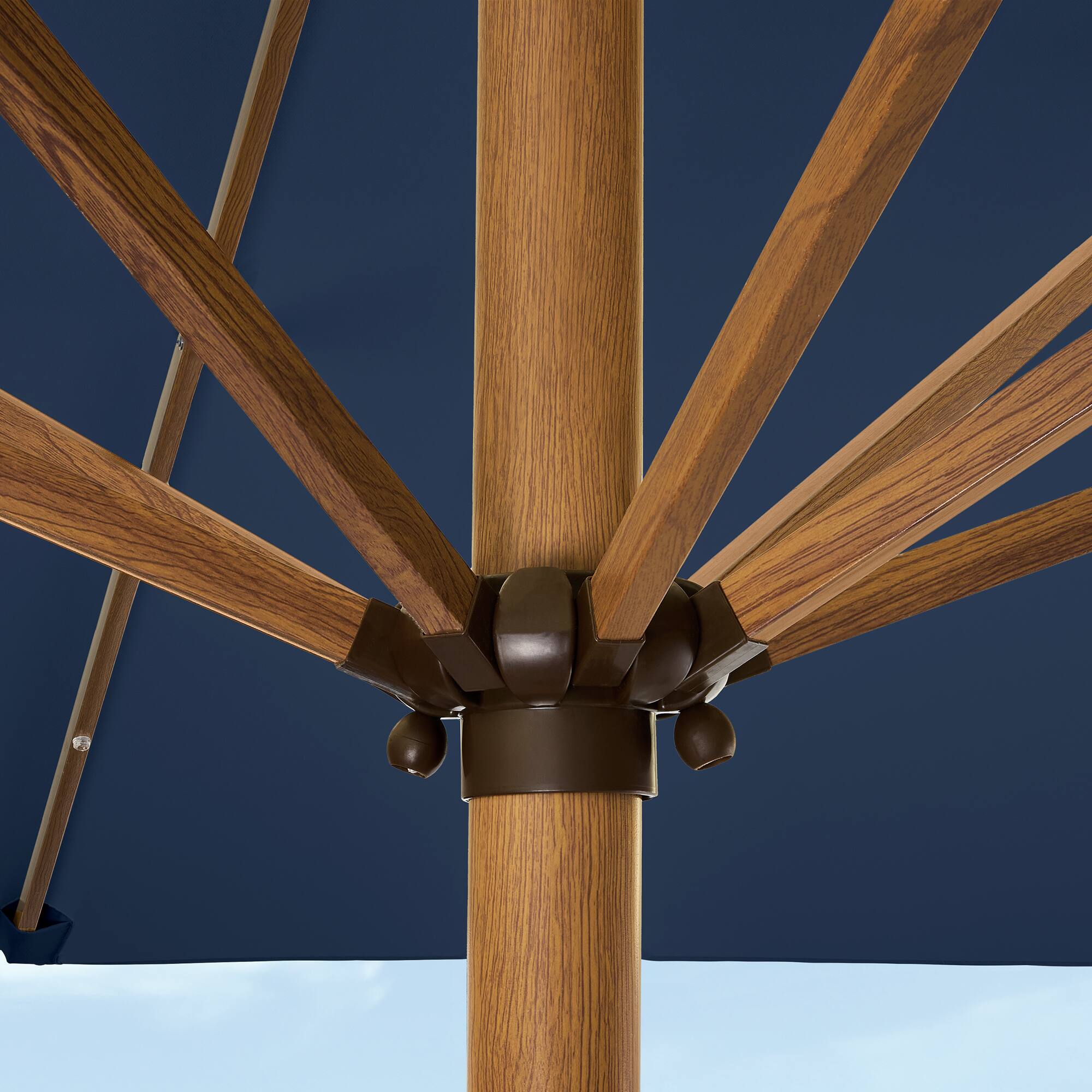 Alt View 1. Best Choice Products - Best Choice Products 9ft Deep Square Solar LED Lighted Patio Umbrella w/ Woodgrain Pattern, UV-Resistant - Navy Blue - Navy Blue.