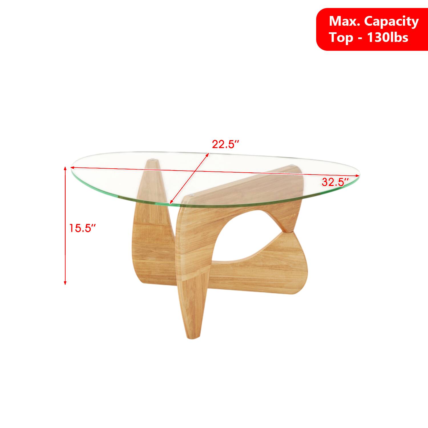 Max. Capacity Top - 130lbs  
22.5" x 32.5" x 15.5"