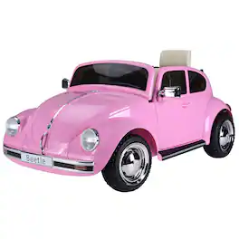 Aosom - Licensed Volkswagen Beetle Electric Kids Ride-On Car 6V Battery Powered Toy with Remote, Music, Horn, MP3 for 3-6
