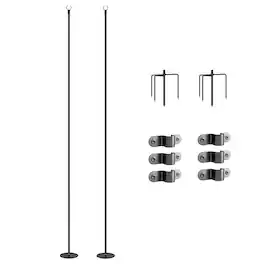 Outsunny - 2 Pack of String Light Poles, 10' Light Poles for Hanging Outside Decor, Steel Lighting Stand for Patio, Backyard - Black