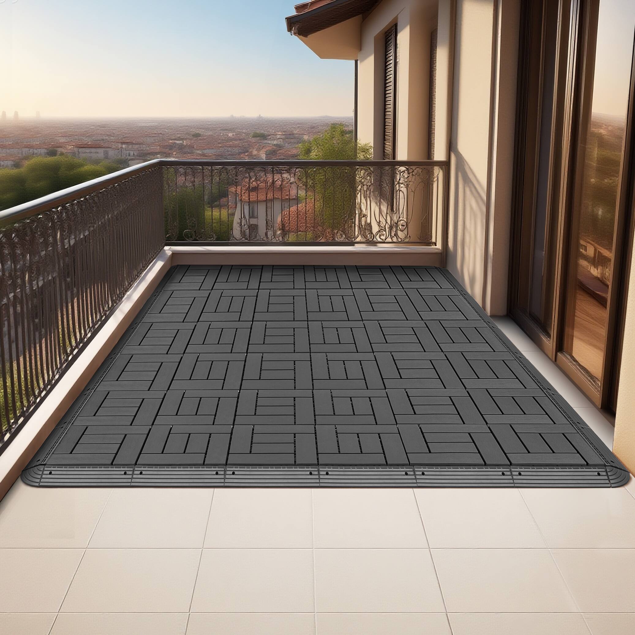 Angle. Mondawe - Splicing Plastic Floors,60 Edge Sealing Strips and 4 Corners - Dark Gray.