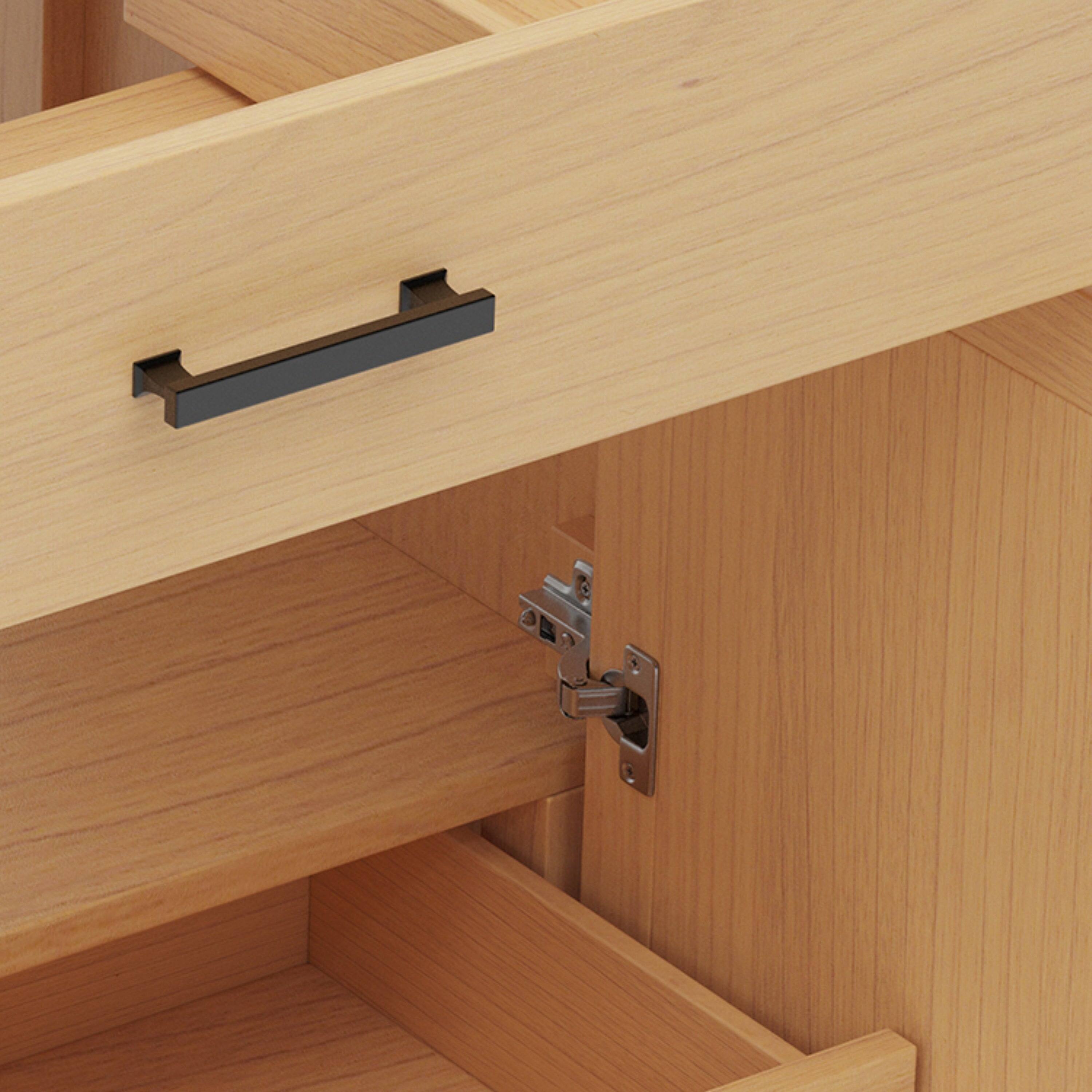 Angle. Boyel Living - 36 Inch Rattan Bathroom Vanity with Ceramic Sink Soft Close Doors and Drawers Solid Wood Legs - Natural.