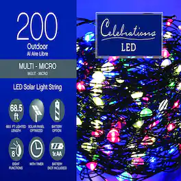 Celebrations - LED Micro/5mm Multicolored 200 ct String Christmas Lights 16.24 ft.