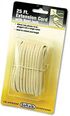 Softalk - Telephone Extensions Cord, Plug/Plug, Almond, 25ft - Black