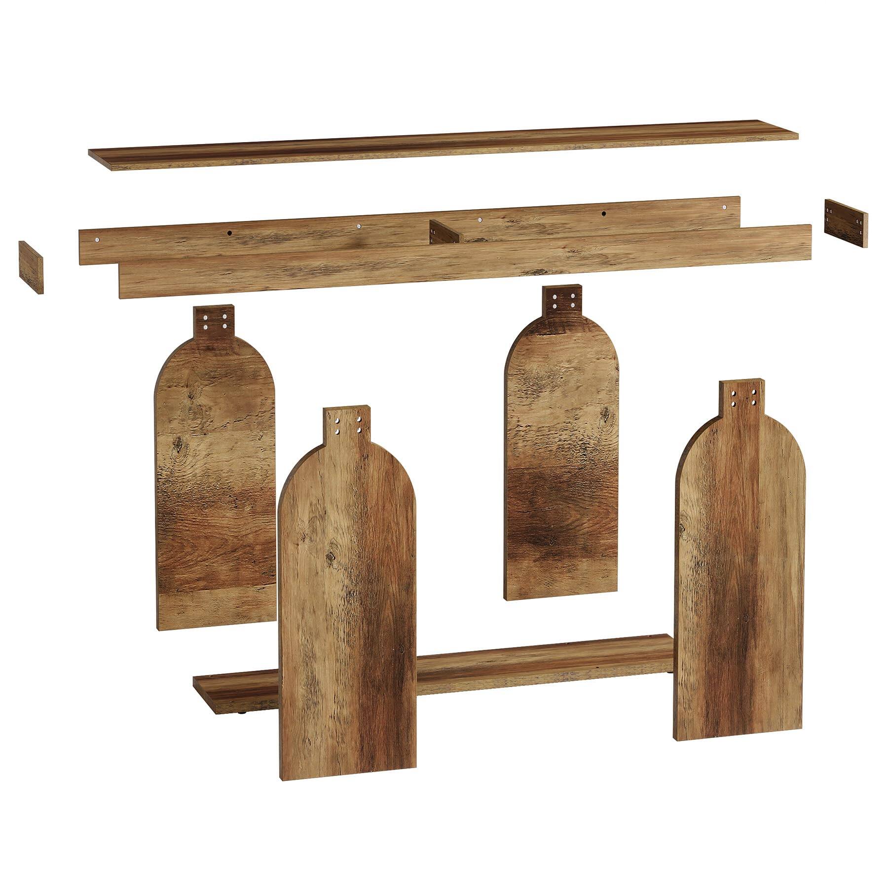 Alt View 5. Tribesigns - 70.9-Inch Extra Long Farmhouse Console Table, 2-Tier Wooden Entryway Console with Storage Shelf, Sofa Table Behind Couch - Vintage Brown.