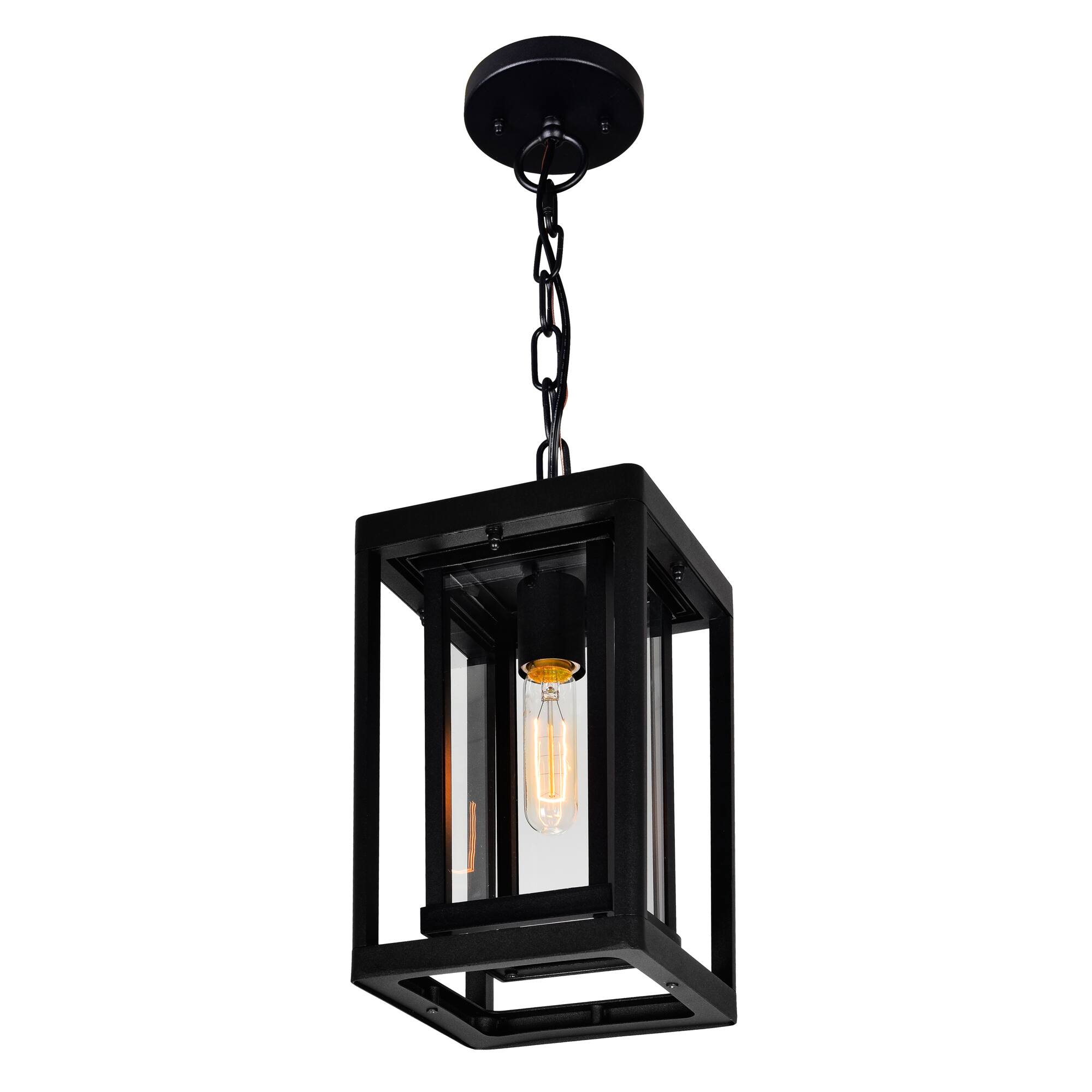 Angle. CWI Lighting - Mulvane 1 Light Black Outdoor Hanging Light - Black.