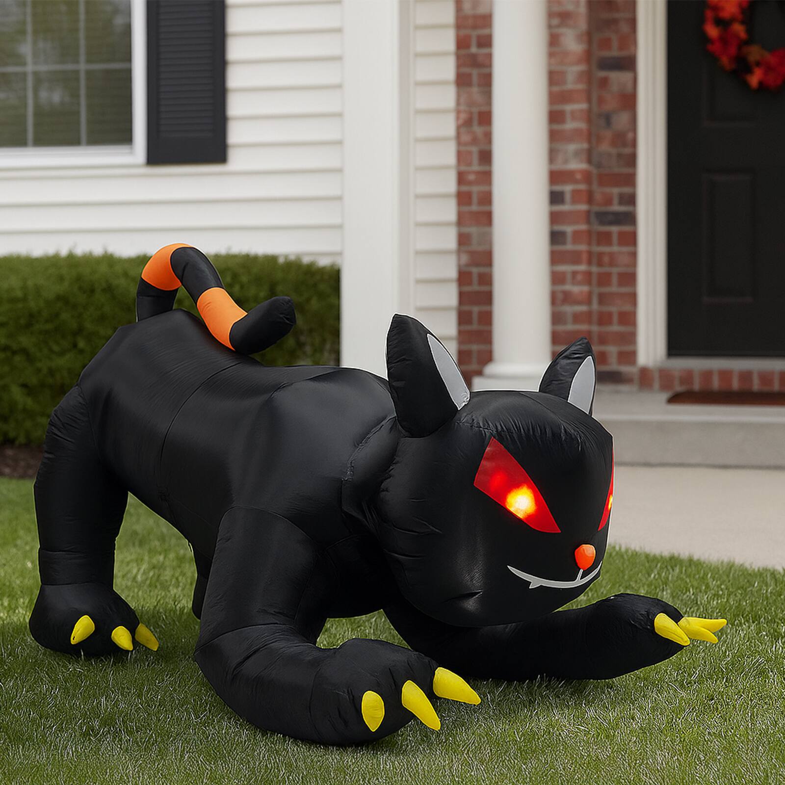 Alt View 6. Sunoyar - 6.5ft Halloween Inflatable Animated Black Cat with LED Lights - Black.