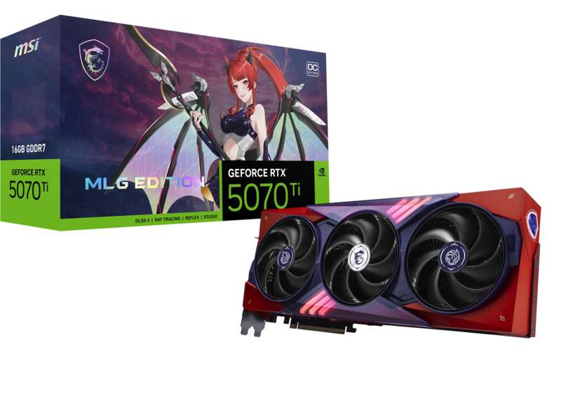 MSI - NVIDIA GeForce RTX 5070 Ti 16G MLG EDITION OC 16GB GDDR7 PCI Express Gen 5 Graphics Card - Black/Red