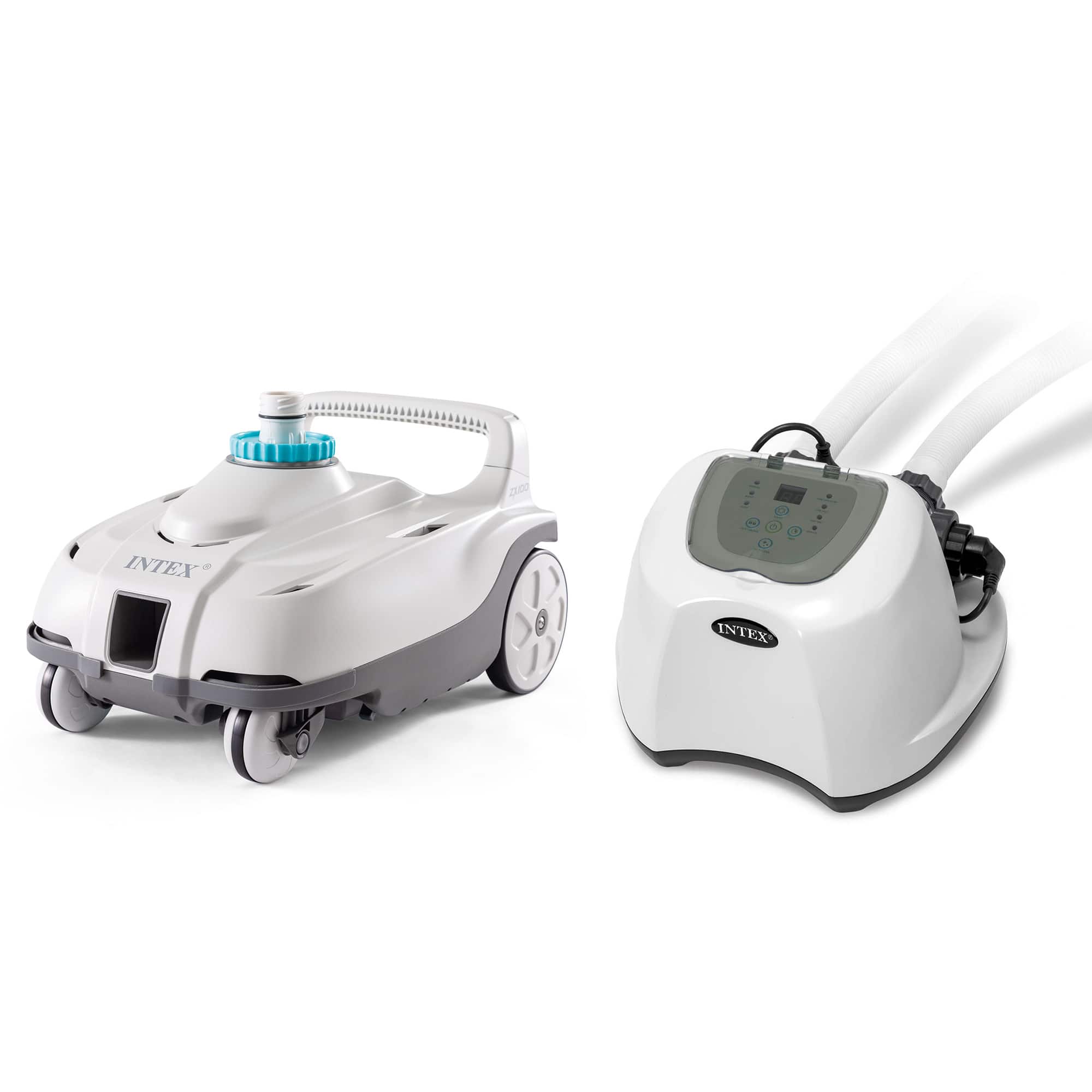 Intex - ZX100 Auto Pressure Side Pool Cleaner with Krystal Clear Saltwater System - White, Gray