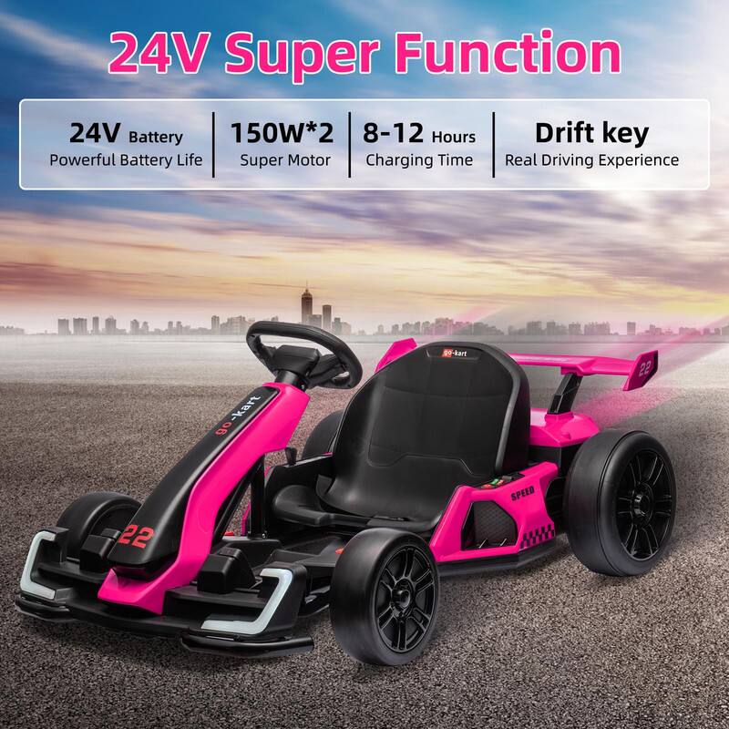 24V Super Function

- 24V Battery
  - Powerful Battery Life

- 150W*2
  - Super Motor

- 8-12 Hours
  - Charging Time

- Drift key
  - Real Driving Experience

22 SPEED