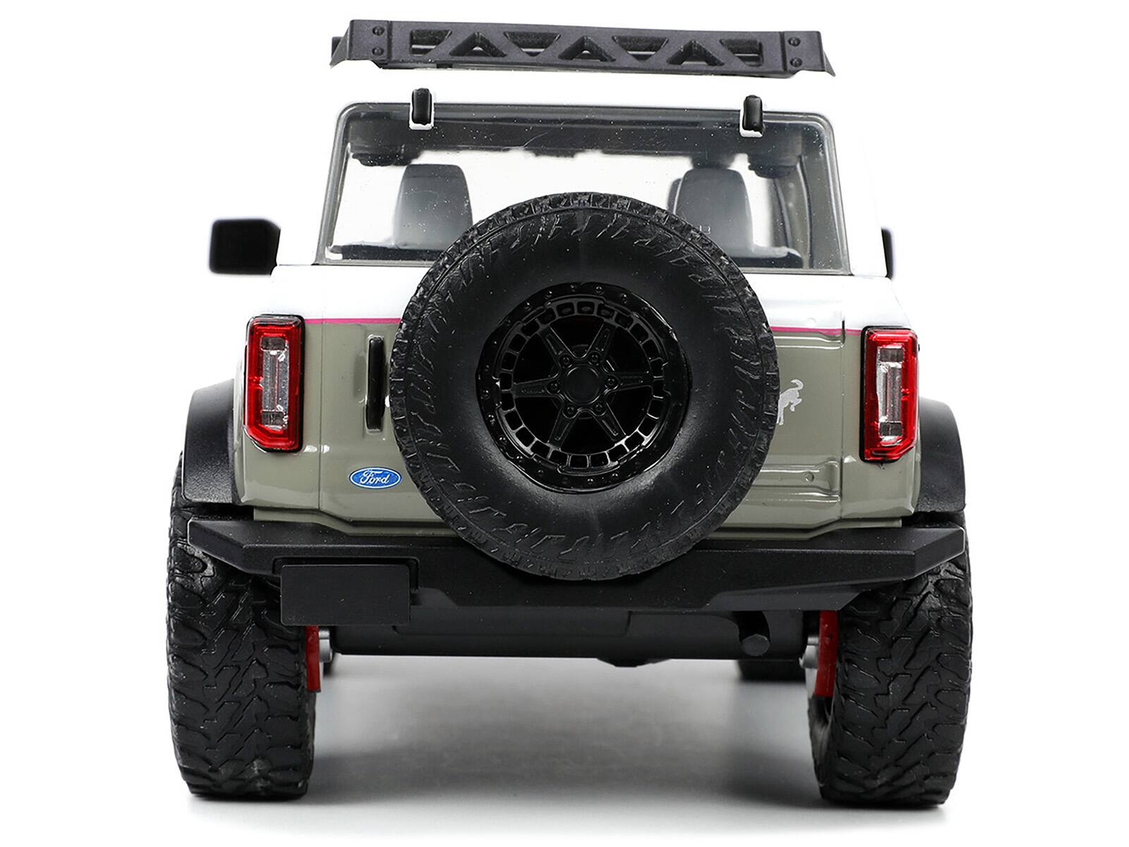 Alt View 6. Jada - 2021 Ford Bronco Gray and White w/Matt Black Hood w/Roof Rack "M2 Motoring" "Just Trucks" Series 1/24 Model Car by Jada.