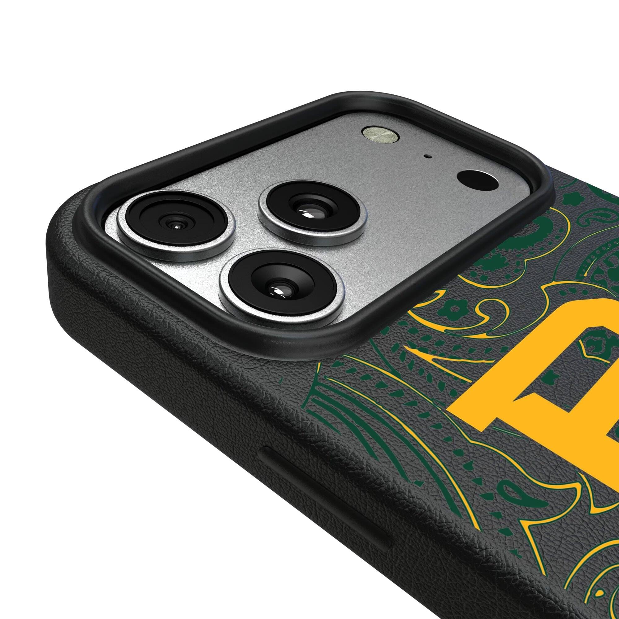 Alt View 2. Keyscaper - Baylor Bears Paisley iPhone Magnetic Bump Case - 15 Pro Max - Black.