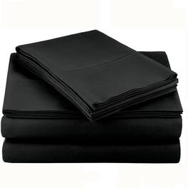 Kitcheniva - 4 Piece Bed Sheet Set Microfiber Comfort Ultra Soft Deep Pocket Sheets California King - Black