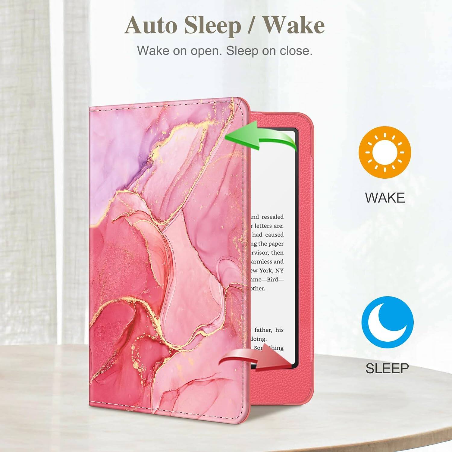 Auto Sleep/Wake  
Wake on open. Sleep on close.

WAKE

and resealed. The letters are: had caused the paper rvisor, then armless and ew York, NY ame Bird—other.

father, his doing. Sor hing

SLEEP