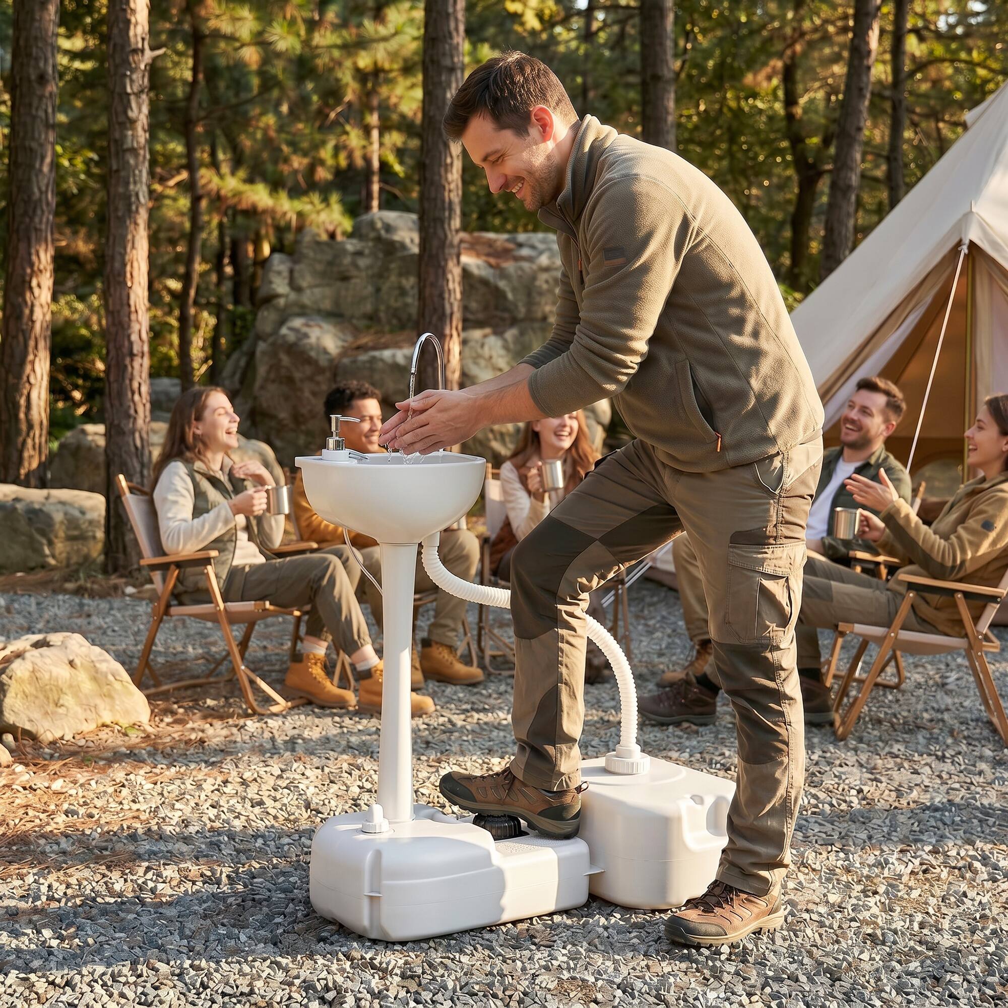 Alt View 7. Outsunny - Outdoor Camp Hand Sink Removable Hand Washing Basin Sanitary Ware - Grey.