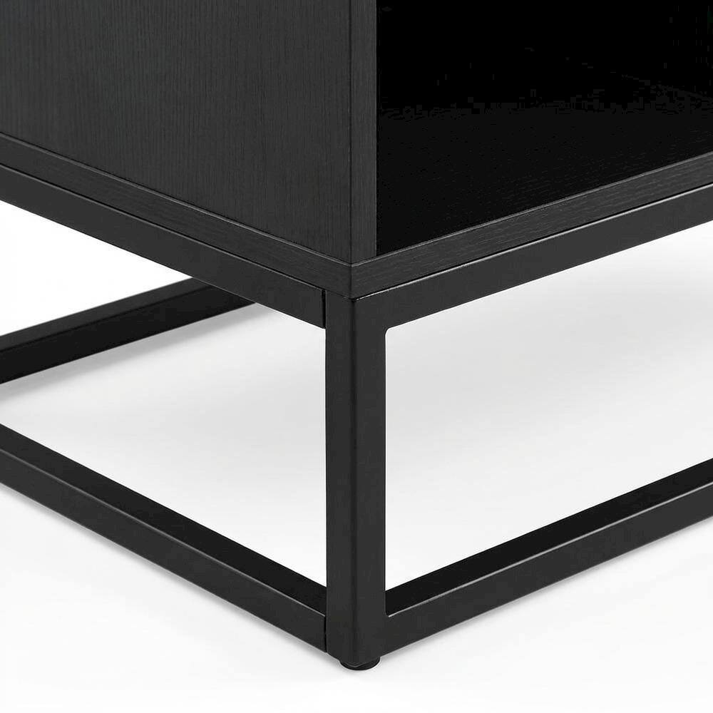 Alt View 2. FurniFact - Vinyl Record Storage Stand in Neutral Finish with Sturdy Construction - Black.