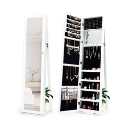 Ecooso - Standing Lockable Jewelry Organizer with Full-Length Mirror and Large Storage Capacity