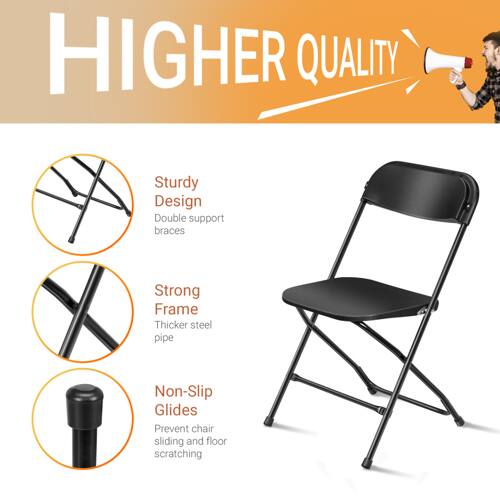 HIGHER QUALITY

Sturdy Design
Double support braces

Strong Frame
Thicker steel pipe

Non-Slip Glides
Prevent chair sliding and floor scratching