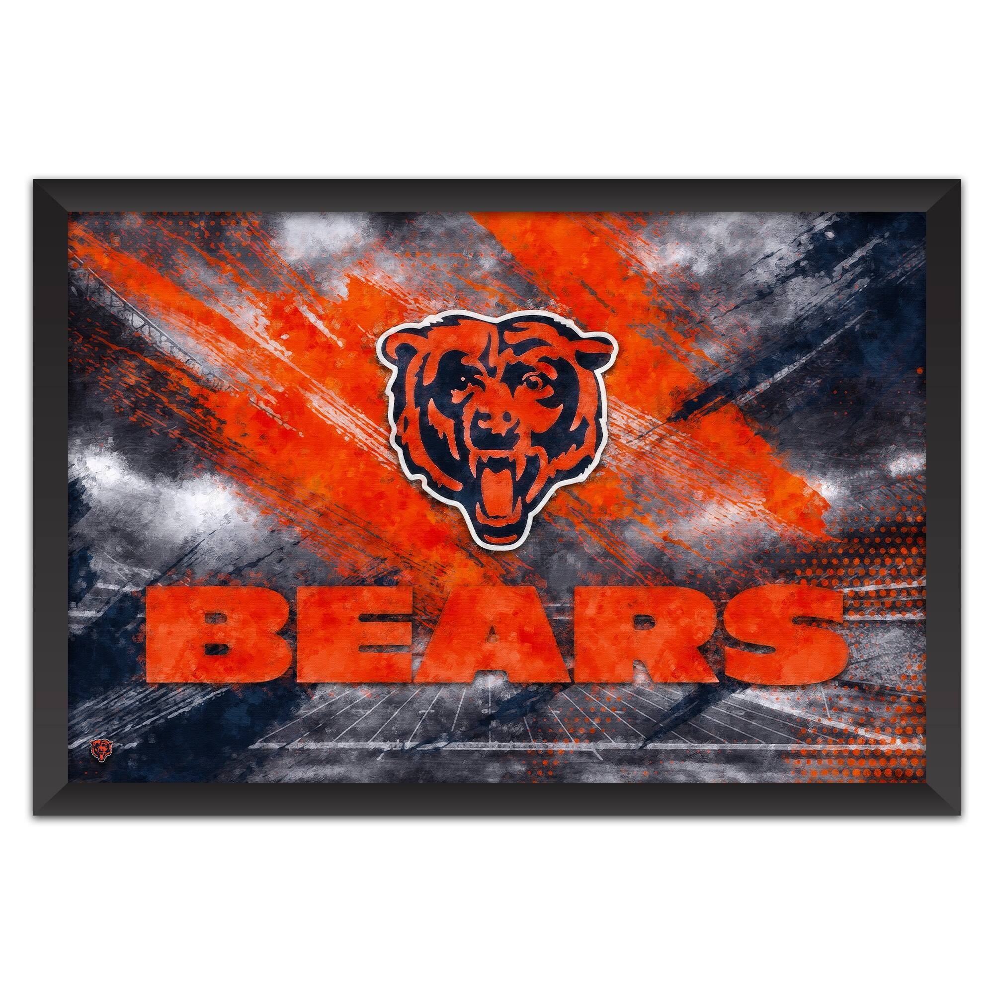 Chicago Bears 27" x 39" Brush Stroke Logo Framed Art Print