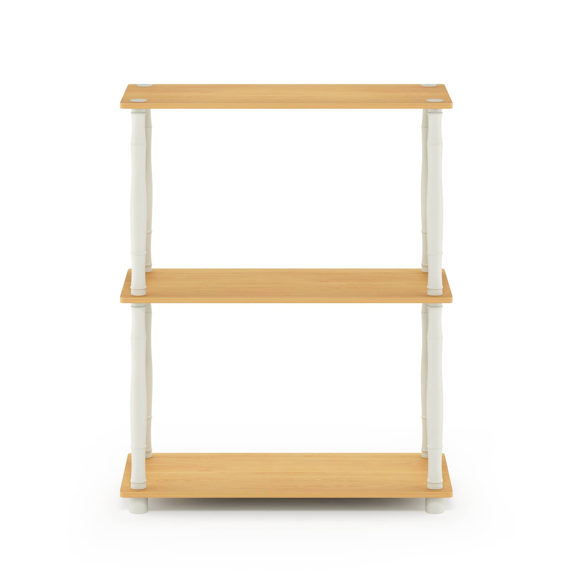 Alt View 2. Furinno - Turn-N-Tube 3-Tier Compact Multipurpose Shelf Display Rack with Classic Tube, Beech/White - Beech/White.