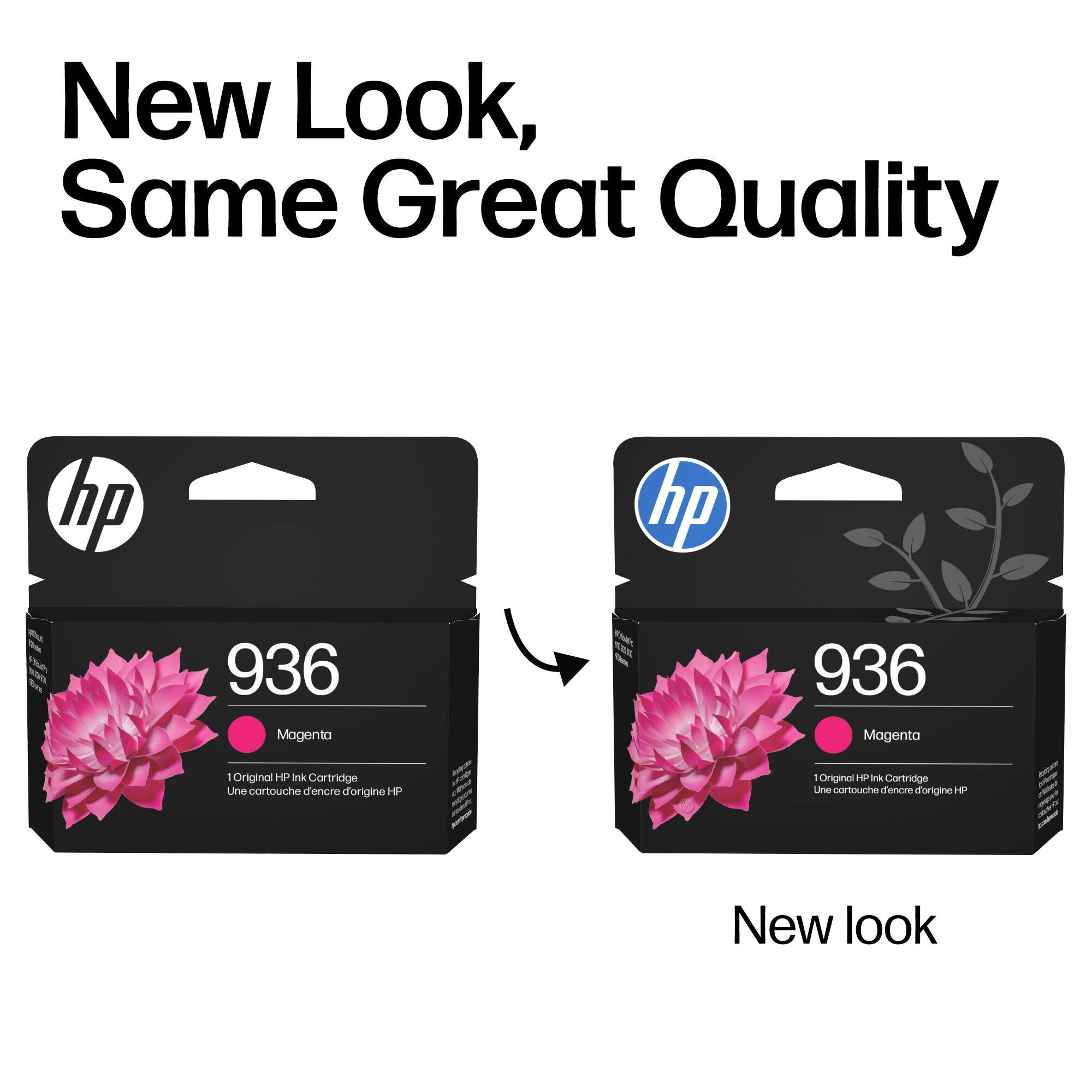 New Look, Same Great Quality

hp 936 Magenta - Original HP Ink Cartridge  
Une cartouche d'encre d'origine HP

New look