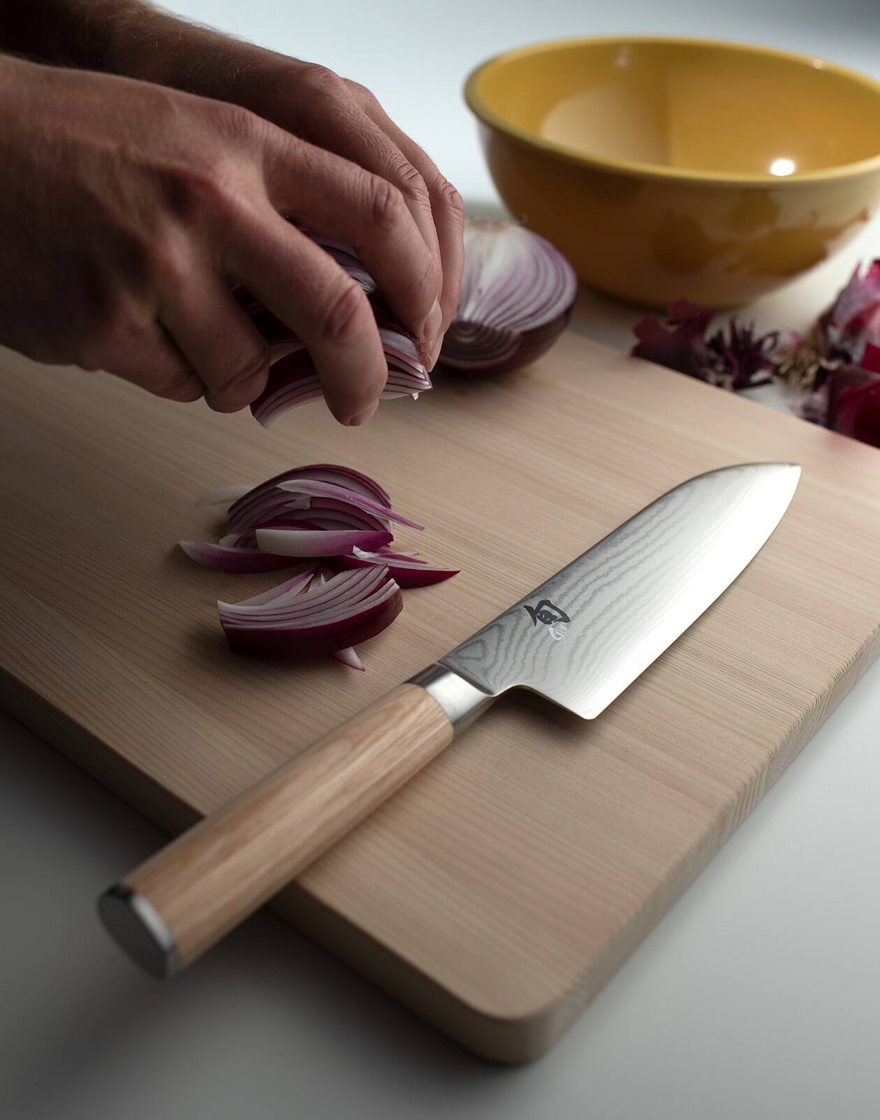 Alt View 3. Shun - Classic Blonde Santoku Knife, 7 Inch - Tan.