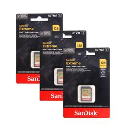 3x Sandisk 128GB Extreme SDXC UHS-I Memory Card
