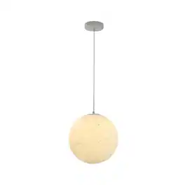 Umeiluce - 11.8 Inch 1-Light Modern Pendant Light Global Moon Light Natural Silk Decor Shade - White