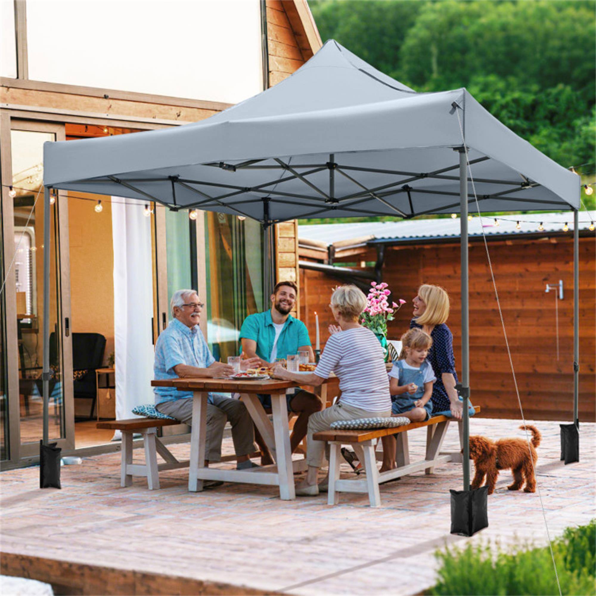 Alt View 1. Boyel Living - Gray 128.4-in W x 120-in D x 120-in H Pop up Canopy Tent with Carrying Bag.