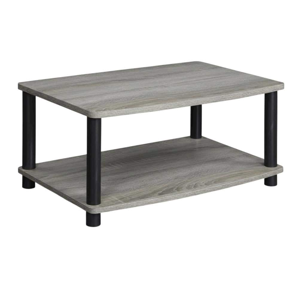 FurniFact - Elevated TV Stand with No Tools Assembly in French Oak Grey and Black Finish - Brown price history on PriceWatchPro