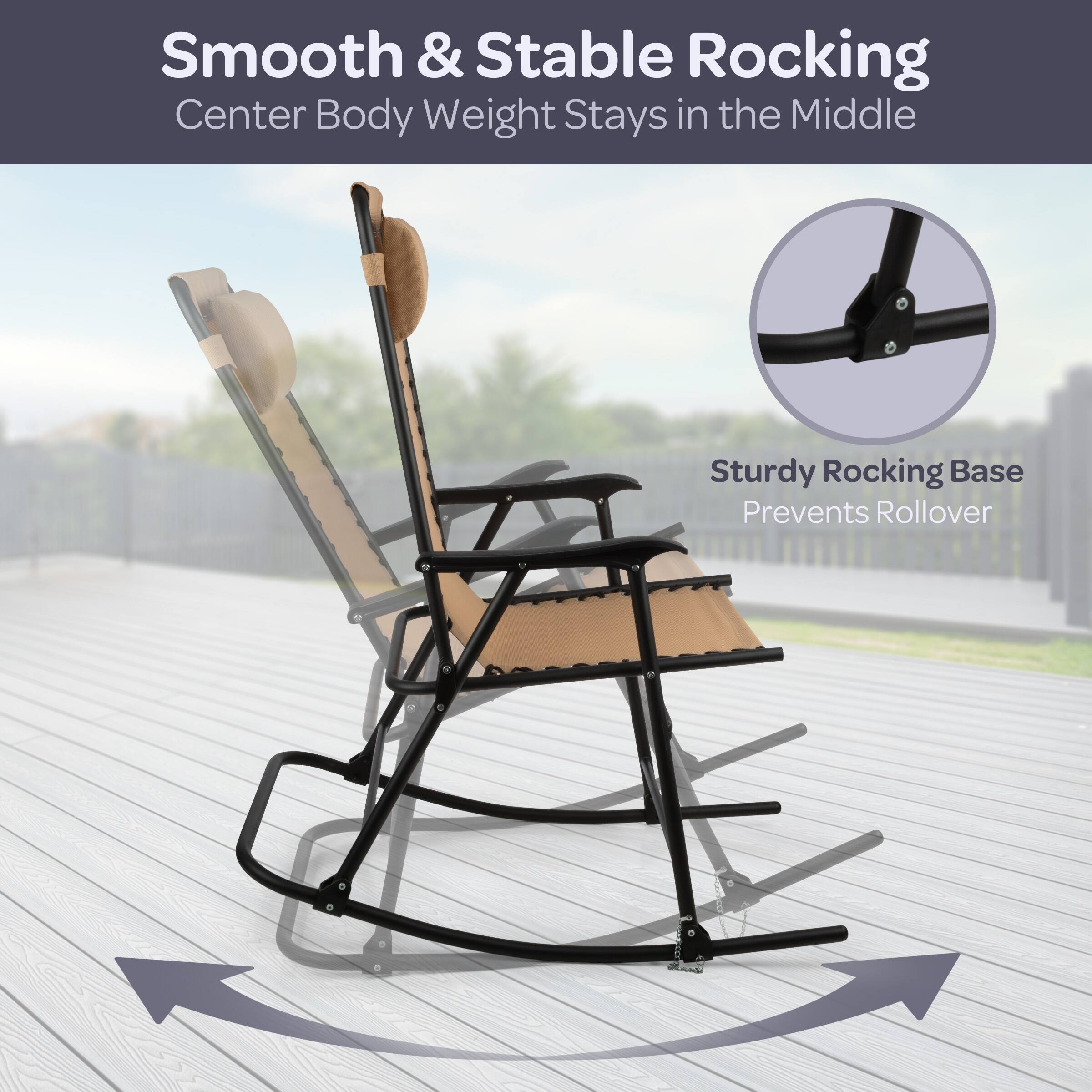 Smooth & Stable Rocking  
Center Body Weight Stays in the Middle  

Sturdy Rocking Base  
Prevents Rollover