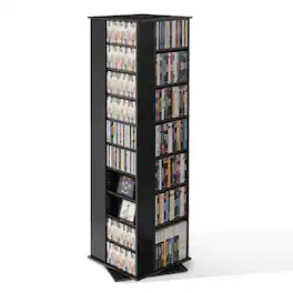 VEVOR - Media Storage Cabinet, CD Rack Tower, 34 Compartments Rotating Media Tower Rack for CDs, DVDs, Books and Game Discs - Black