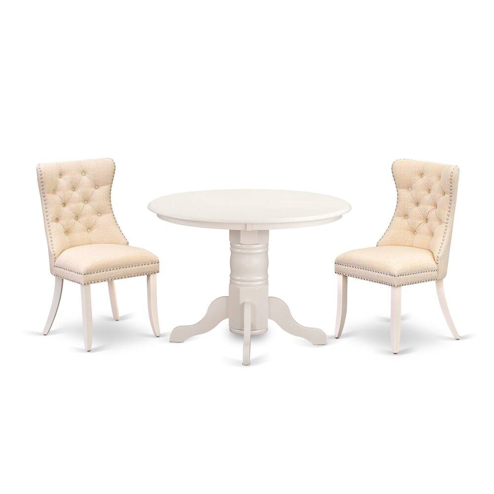 East West Furniture 3 Piece Kitchen Table Set White - Best Buy