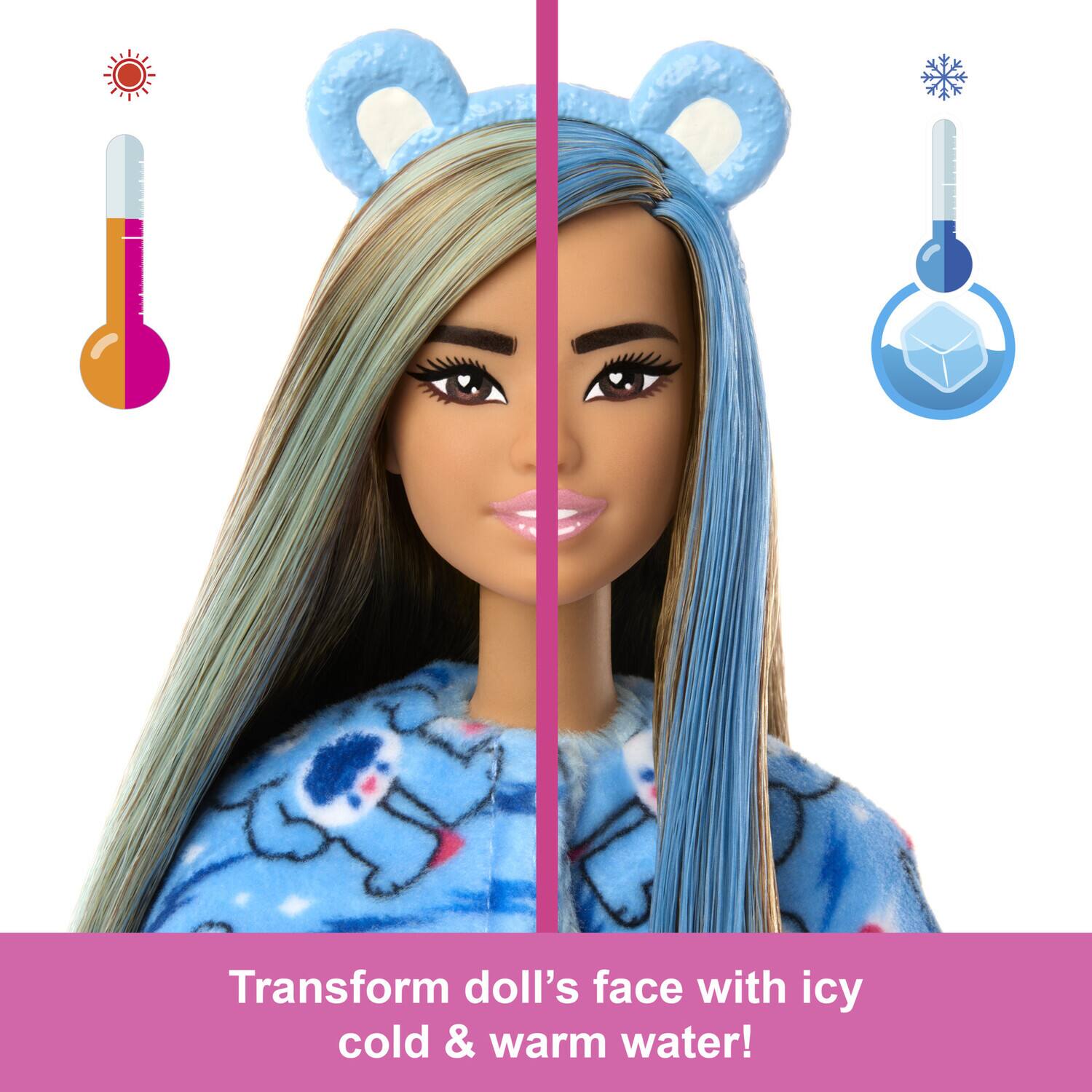 Transform doll's face with icy cold & warm water!