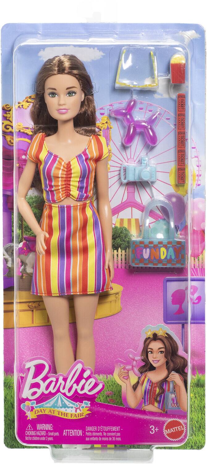 Barbie  
DAY AT THE FAIR  

WARNING: CHOKING HAZARD - Small parts. Not for children under 3 years.  
ATTENTION: DANGER D'ÉTOUFFEMENT - Petits éléments. Ne convient pas aux enfants de moins de 36 mois.  

3+  
MATTEL